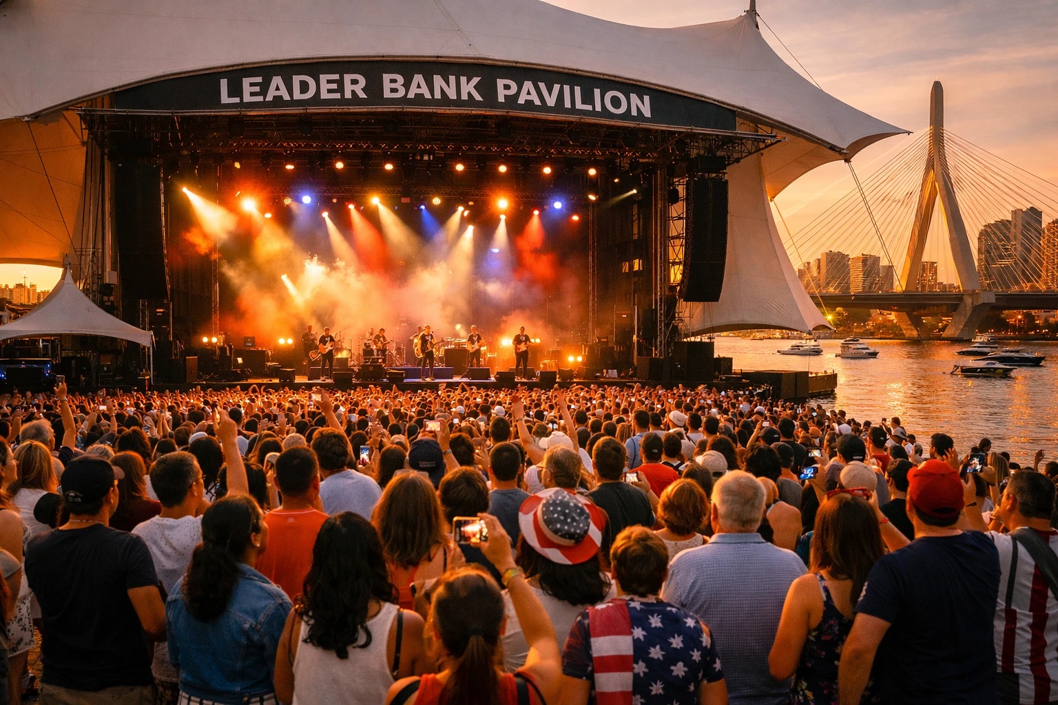 Leader Bank Pavilion outdoor summer concert in Boston 2026 with harbor views.